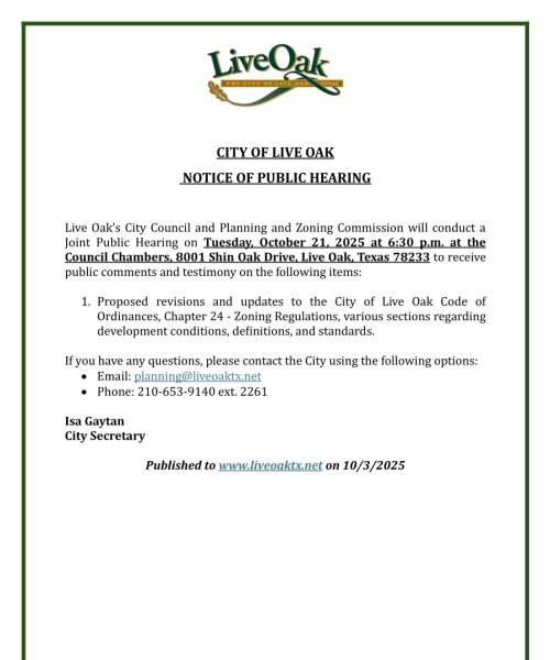Notice of Public Hearing