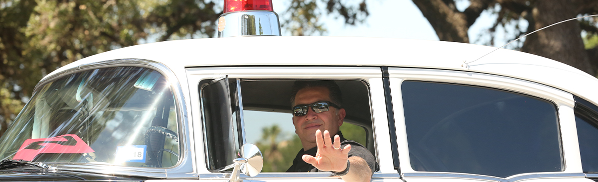 Live Oak Police Department officer in classic police car