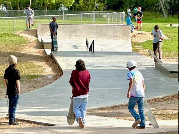 View of skaters in park